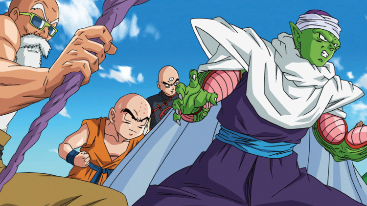 Neben Goku mischen auch Muten Roshi, Krillin, Tenshinhan und Piccolo mit. Quelle: © B/S © 2015DBZMC